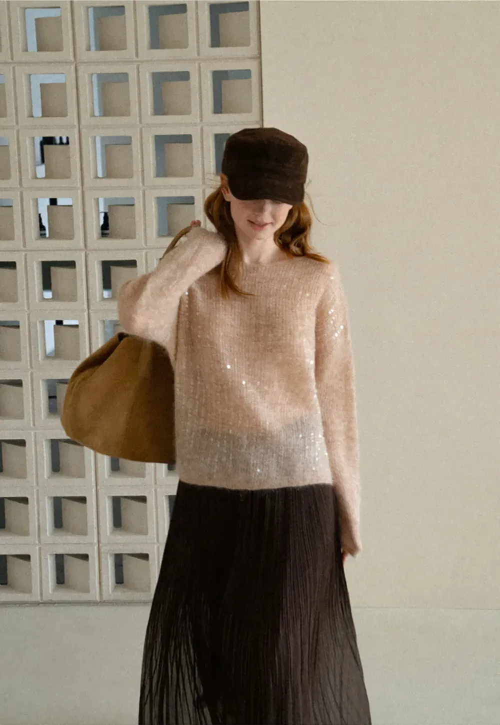 Sequined Sheer Knit Sweater