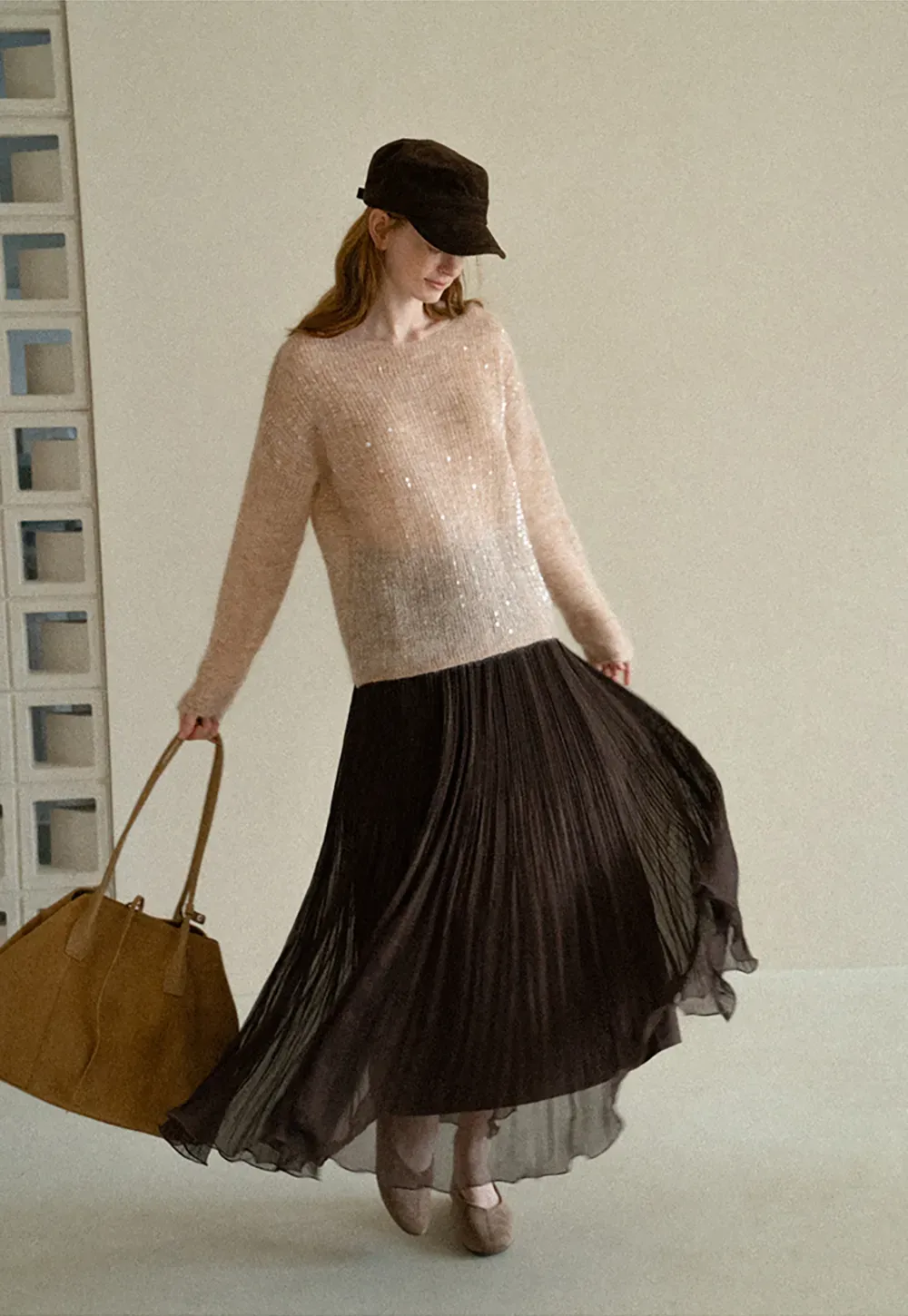 Sequined Sheer Knit Sweater