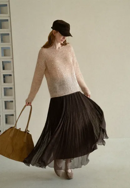 Sequined Sheer Knit Sweater