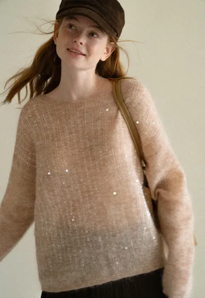 Sequined Sheer Knit Sweater