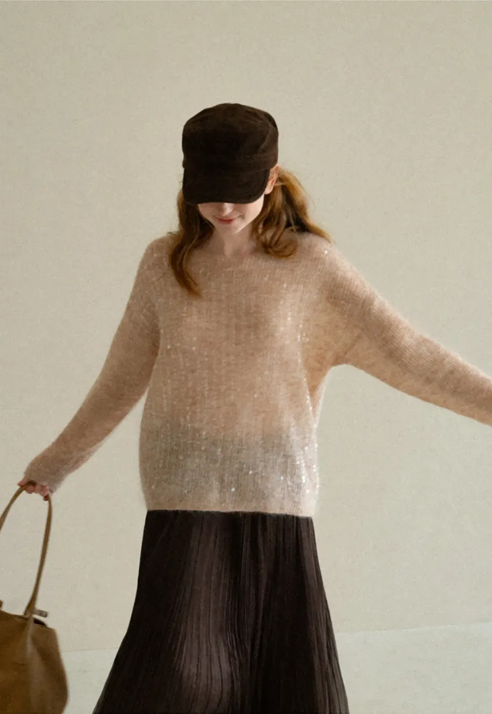 Sequined Sheer Knit Sweater