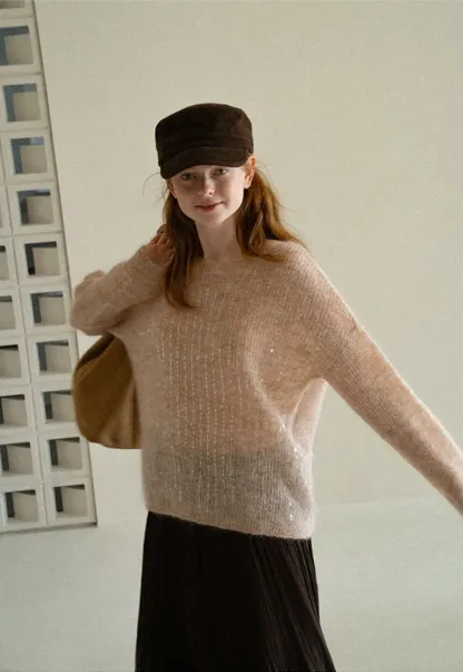 Sequined Sheer Knit Sweater