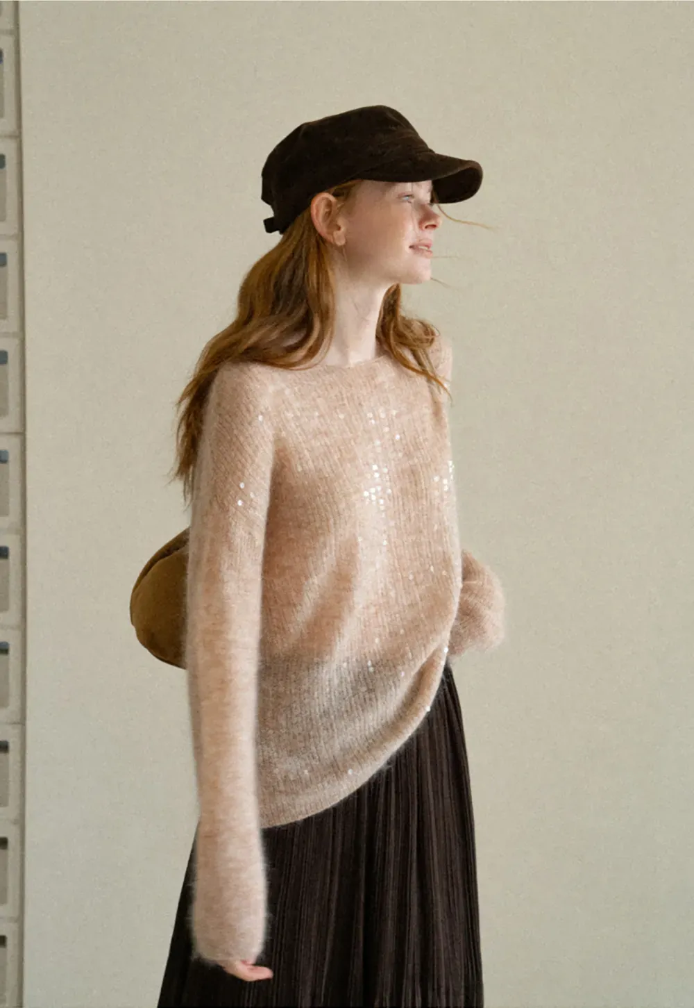 Sequined Sheer Knit Sweater