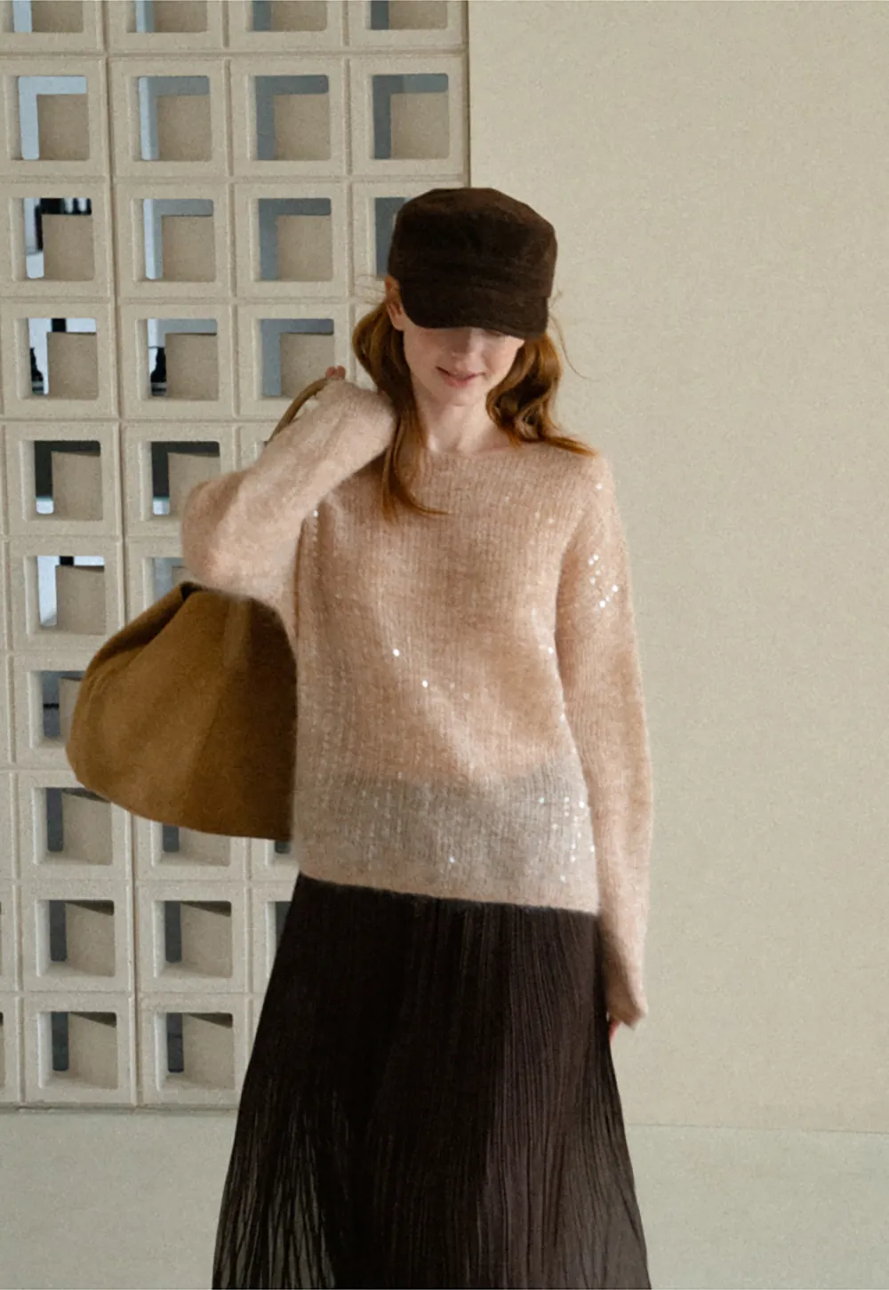 Sequined Sheer Knit Sweater