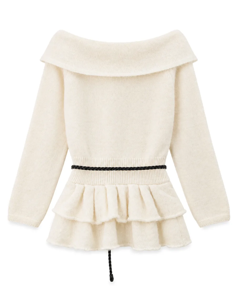 Off Shoulder Asymmetrical Layered Knit Sweater