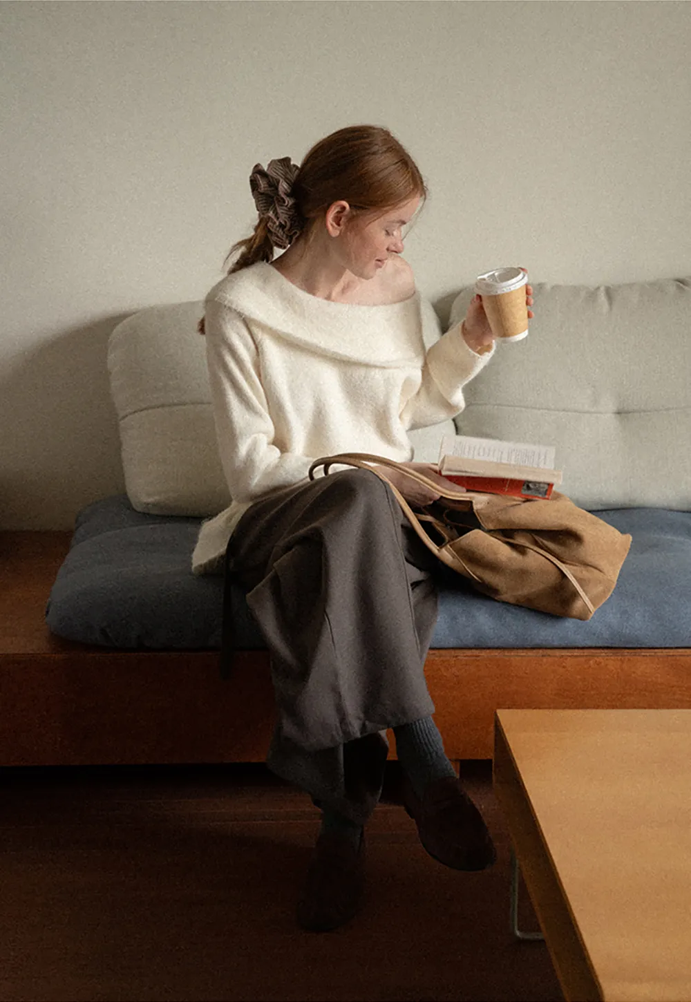 Off Shoulder Asymmetrical Layered Knit Sweater