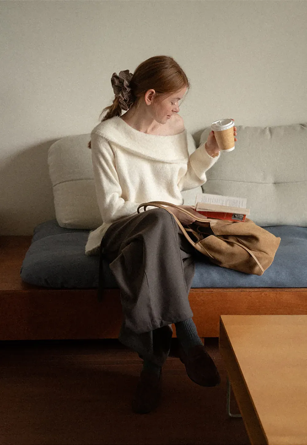 Off Shoulder Asymmetrical Layered Knit Sweater