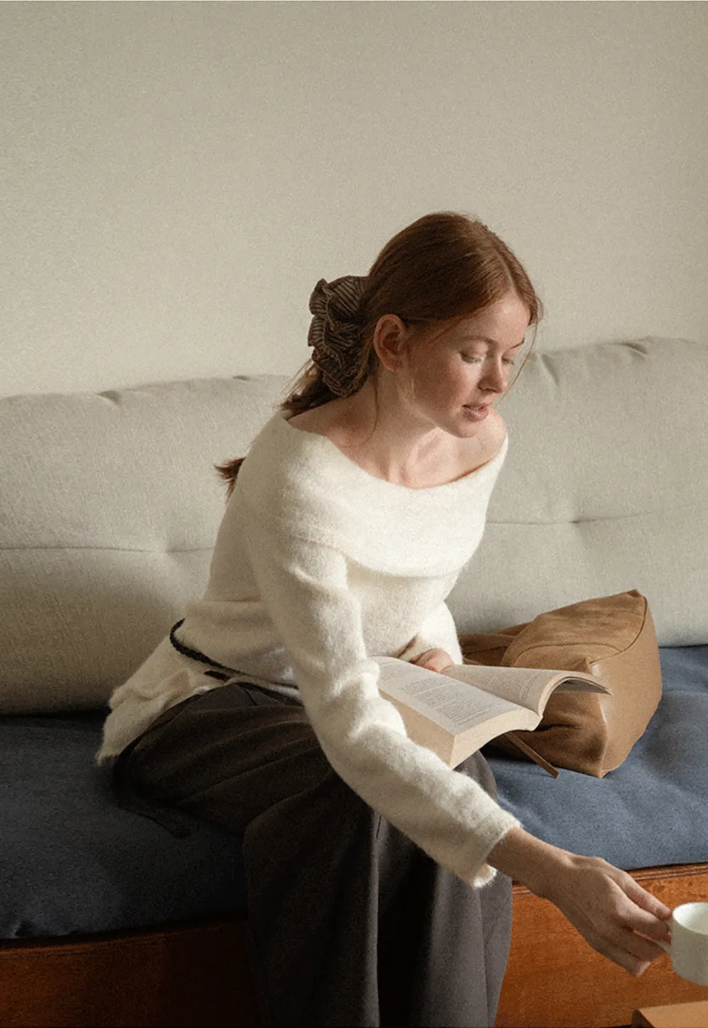 Off Shoulder Asymmetrical Layered Knit Sweater