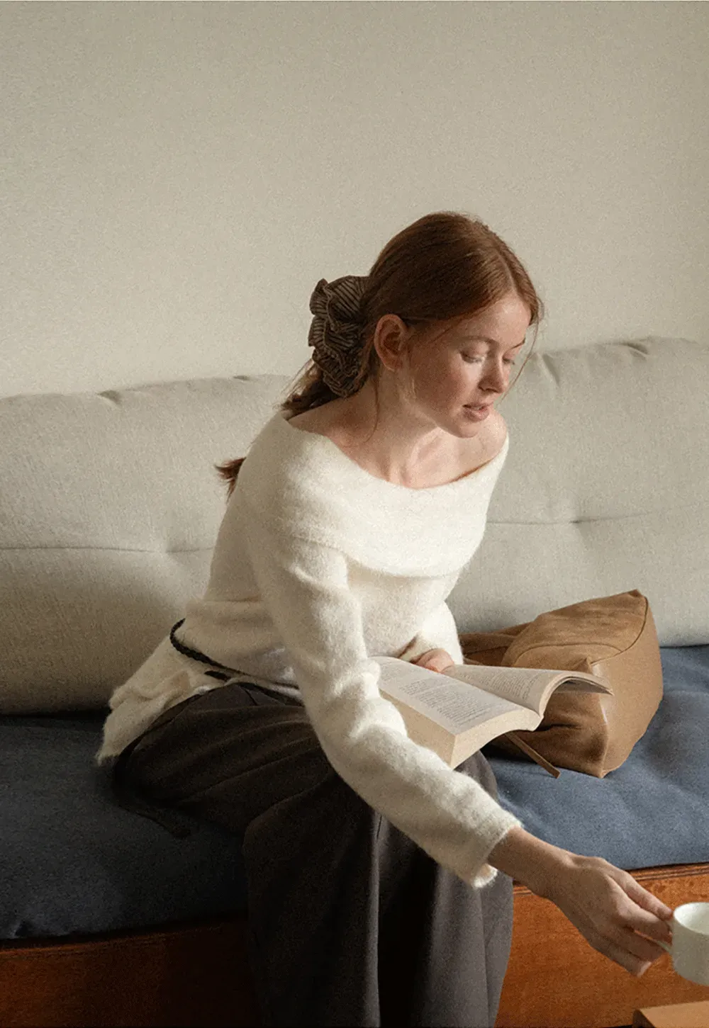 Off Shoulder Asymmetrical Layered Knit Sweater
