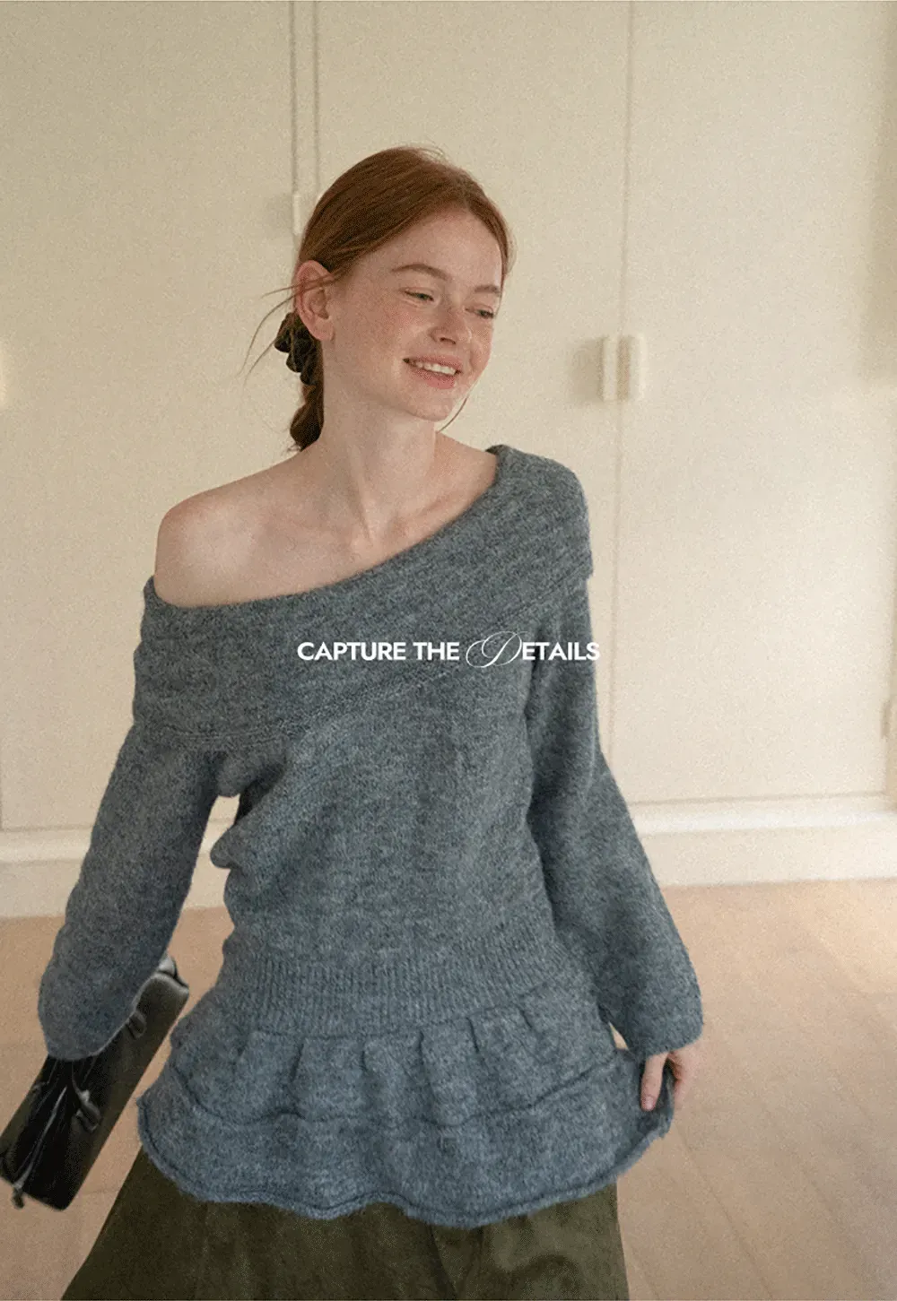 Off Shoulder Asymmetrical Layered Knit Sweater