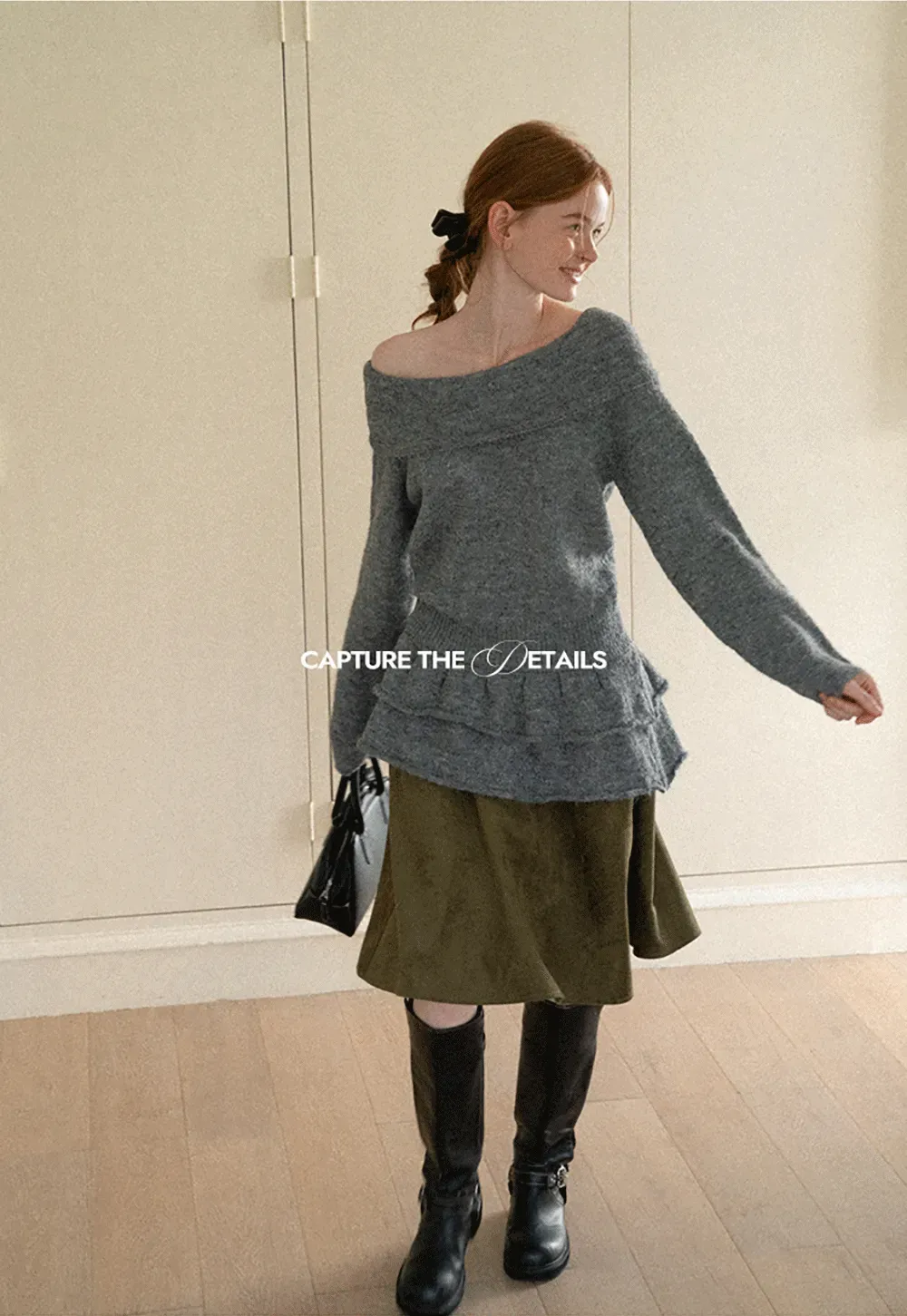 Off Shoulder Asymmetrical Layered Knit Sweater