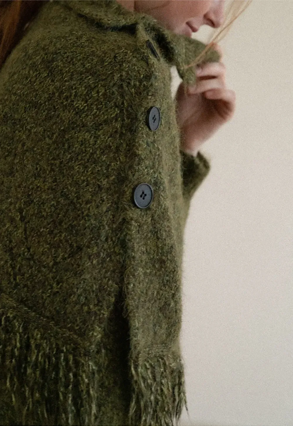 Asymmetrical Buttoned Cowl Neck Oversized Knit Sweater