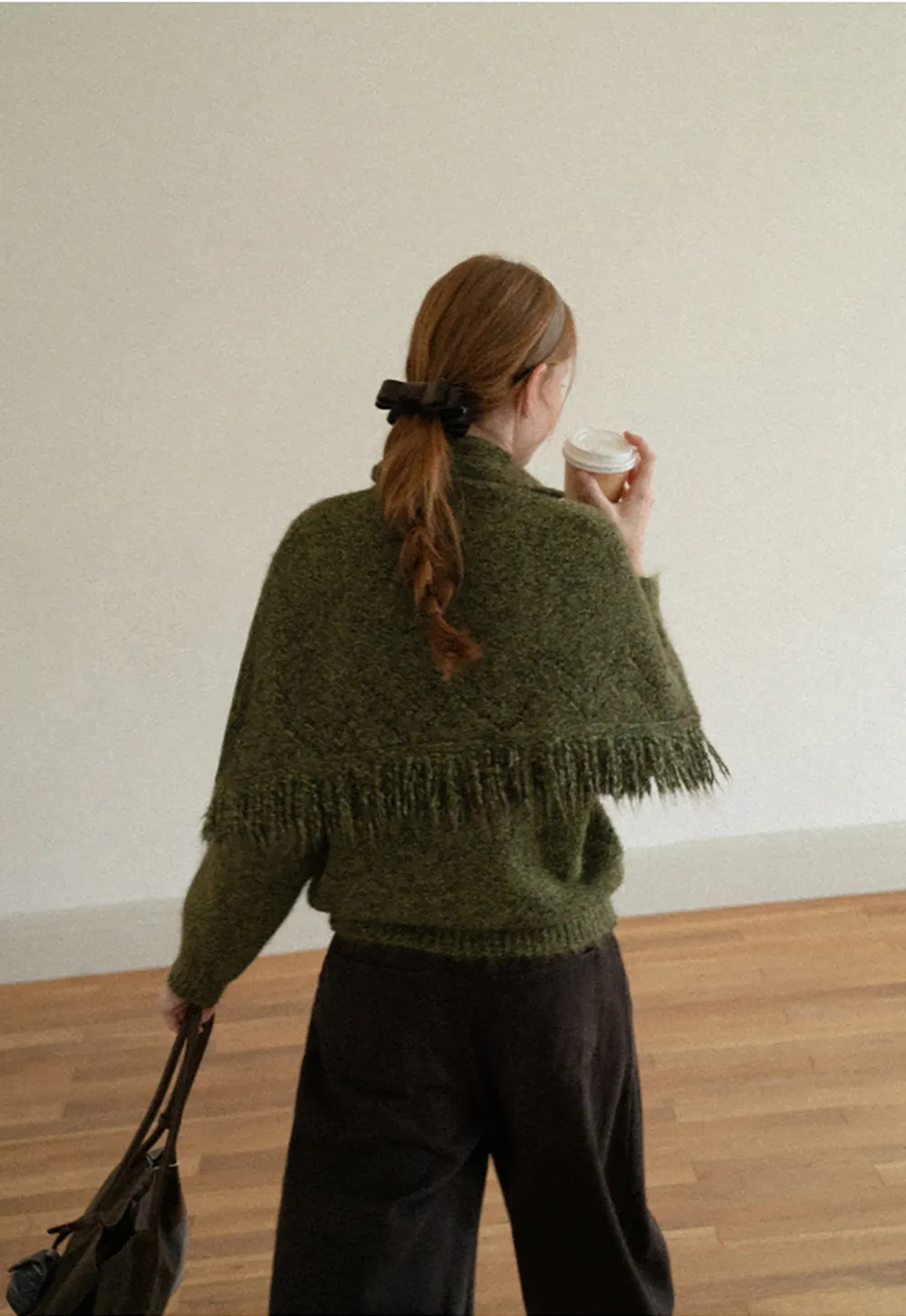 Asymmetrical Buttoned Cowl Neck Oversized Knit Sweater