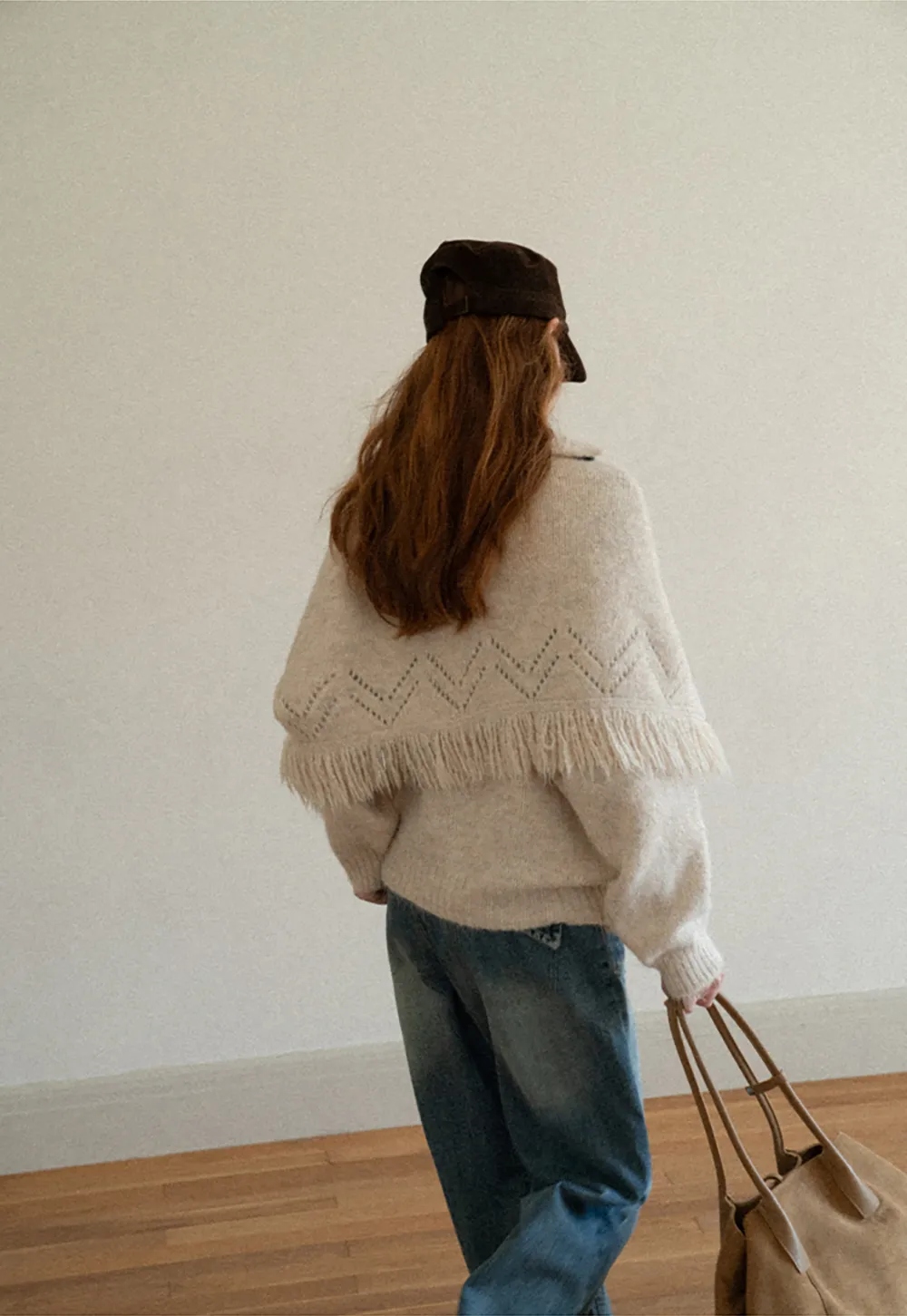 Asymmetrical Buttoned Cowl Neck Oversized Knit Sweater