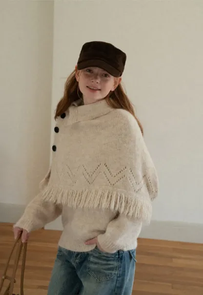Asymmetrical Buttoned Cowl Neck Oversized Knit Sweater