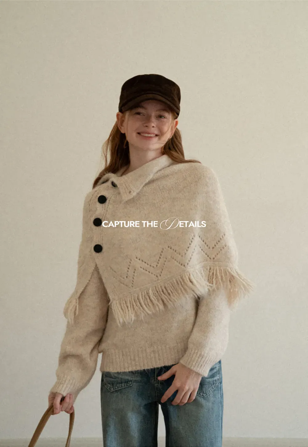 Asymmetrical Buttoned Cowl Neck Oversized Knit Sweater
