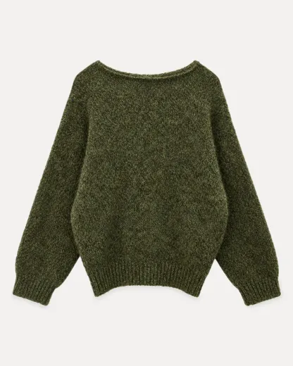 Asymmetrical Buttoned Cowl Neck Oversized Knit Sweater
