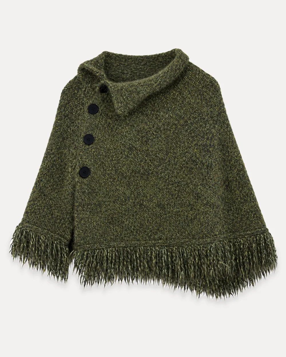 Asymmetrical Buttoned Cowl Neck Oversized Knit Sweater