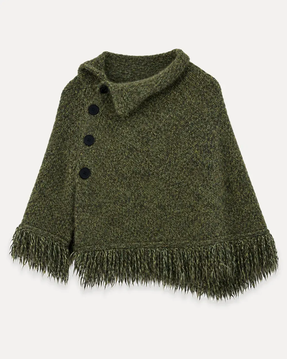 Asymmetrical Buttoned Cowl Neck Oversized Knit Sweater