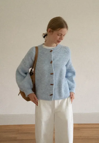 Ribbed Knit Button Front Cardigan Sweater