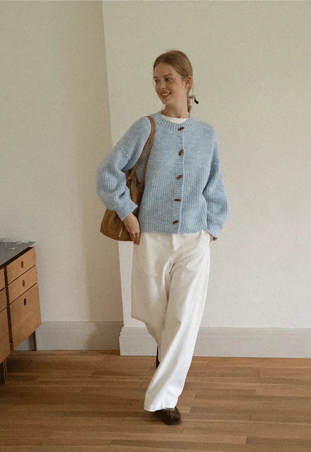 Ribbed Knit Button Front Cardigan Sweater