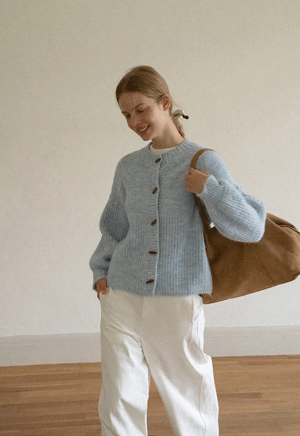 Ribbed Knit Button Front Cardigan Sweater