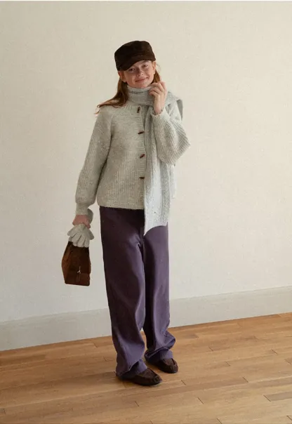Ribbed Knit Button Front Cardigan Sweater