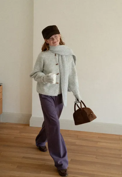 Ribbed Knit Button Front Cardigan Sweater