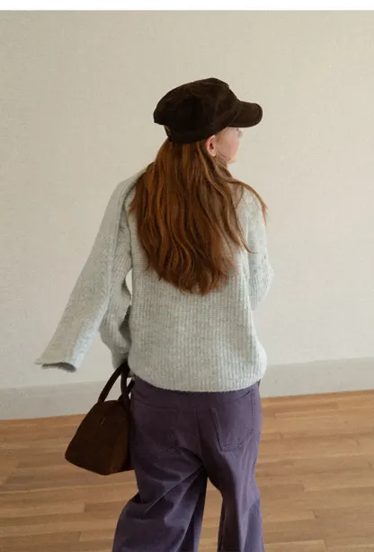 Ribbed Knit Button Front Cardigan Sweater