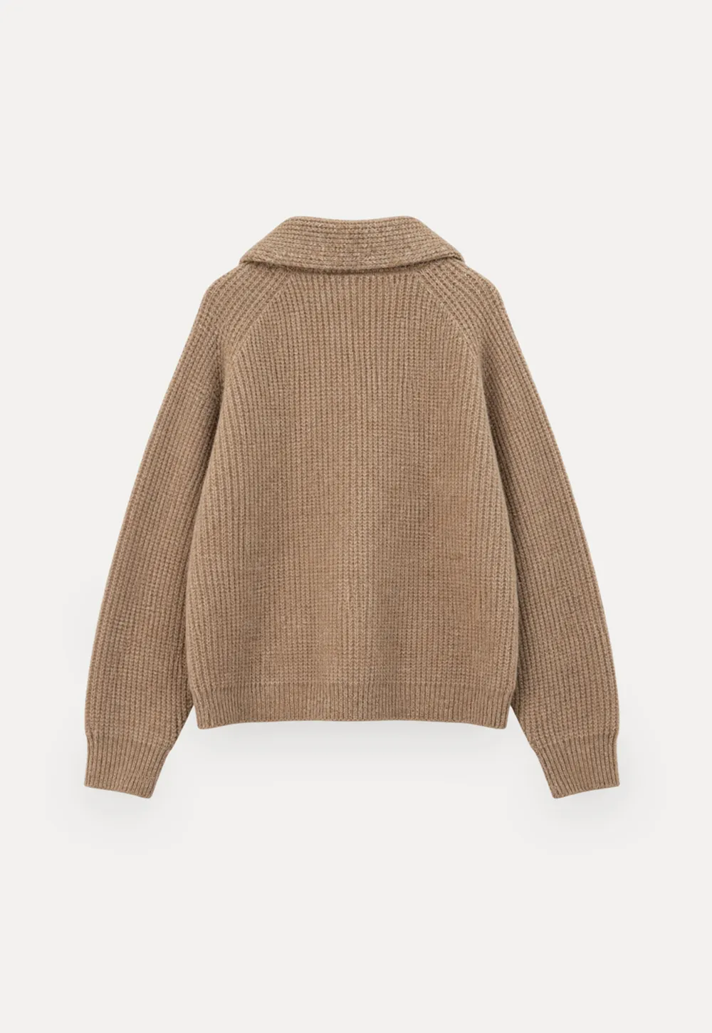 Ribbed Knit Shawl Collar Sweater