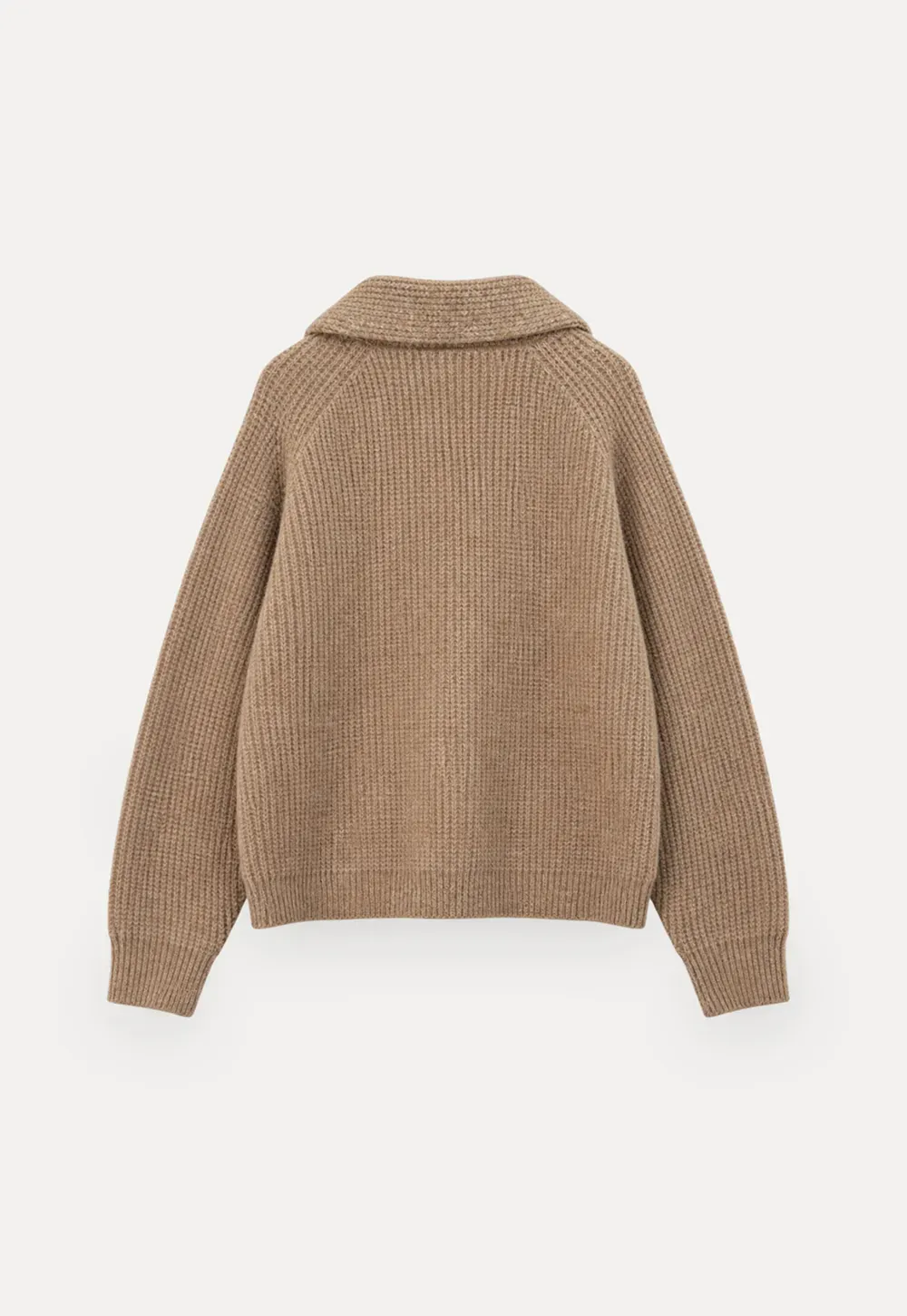 Ribbed Knit Shawl Collar Sweater