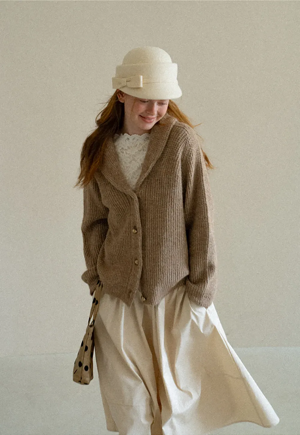 Ribbed Knit Shawl Collar Sweater
