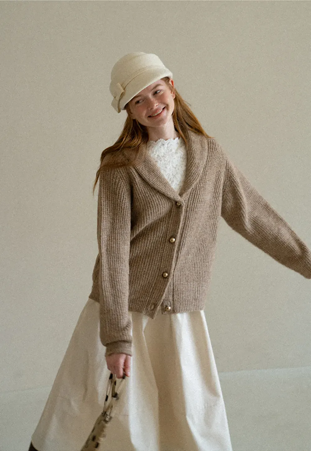 Ribbed Knit Shawl Collar Sweater