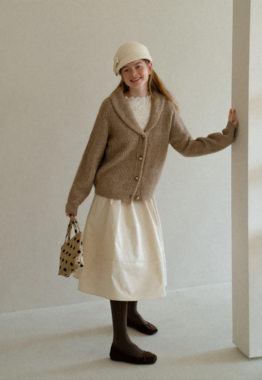 Ribbed Knit Shawl Collar Sweater