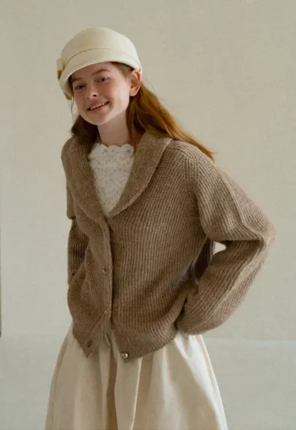 Ribbed Knit Shawl Collar Sweater