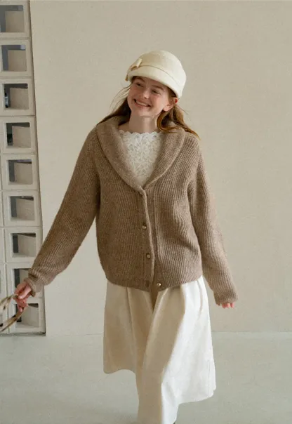 Ribbed Knit Shawl Collar Sweater