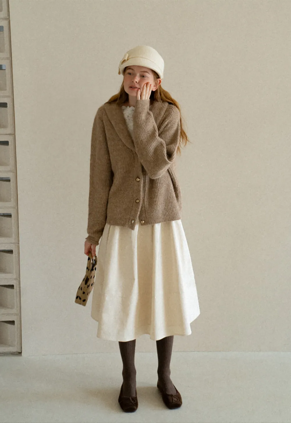 Ribbed Knit Shawl Collar Sweater
