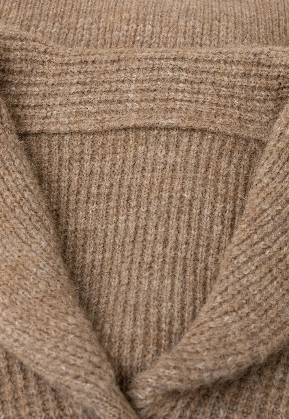 Ribbed Knit Shawl Collar Sweater