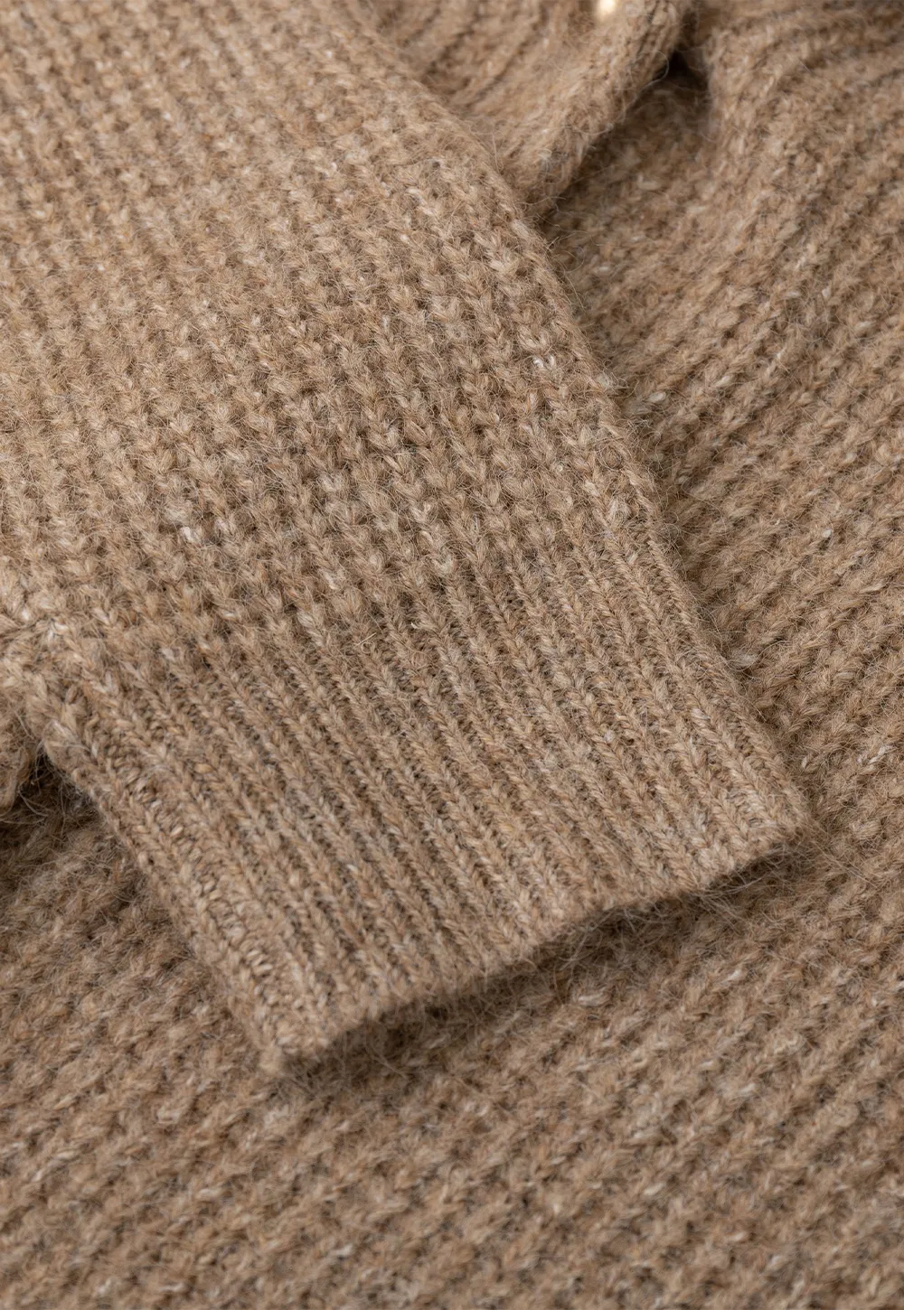 Ribbed Knit Shawl Collar Sweater