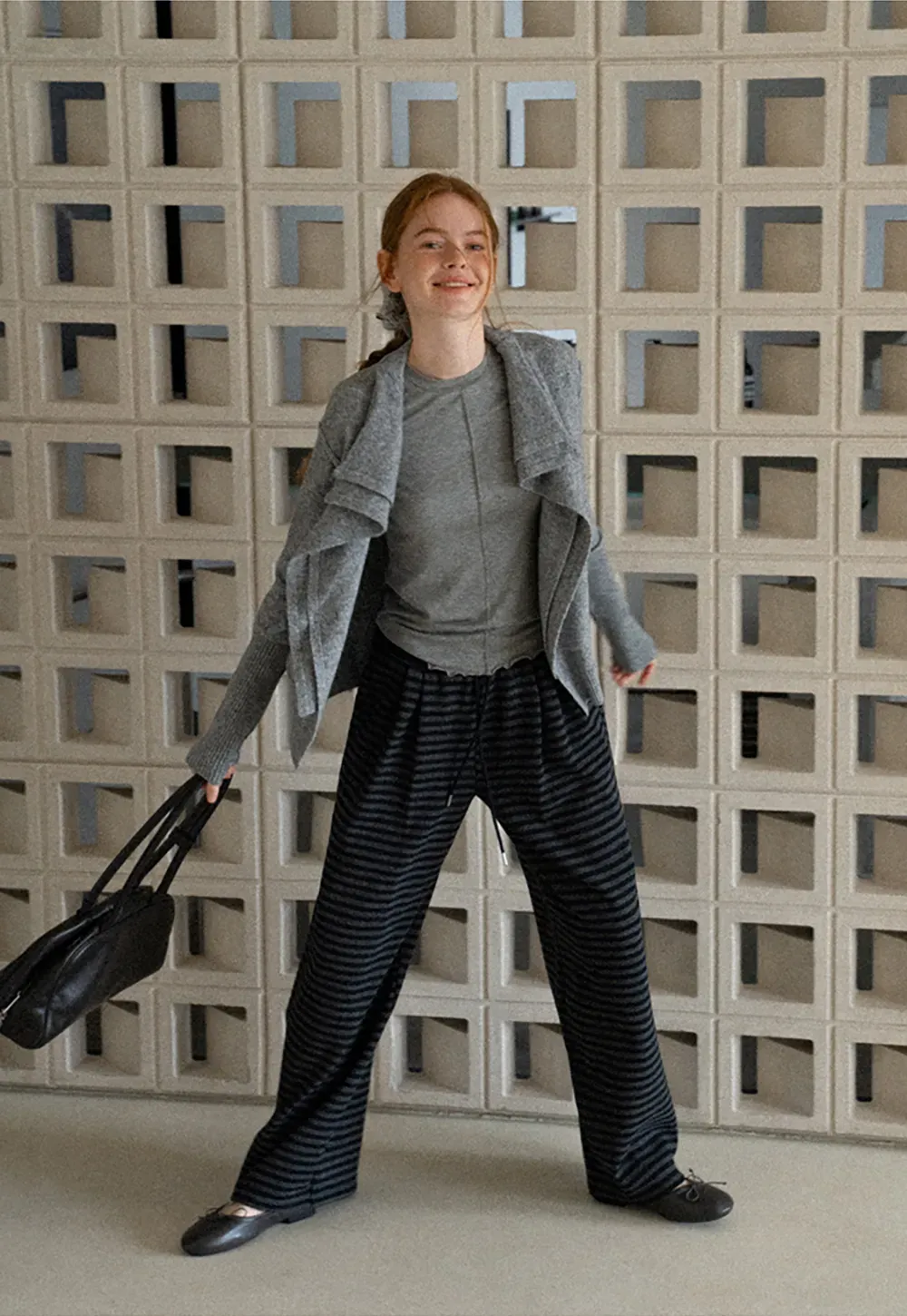 Asymmetrical Wrap Front Ribbed Knit Sweater