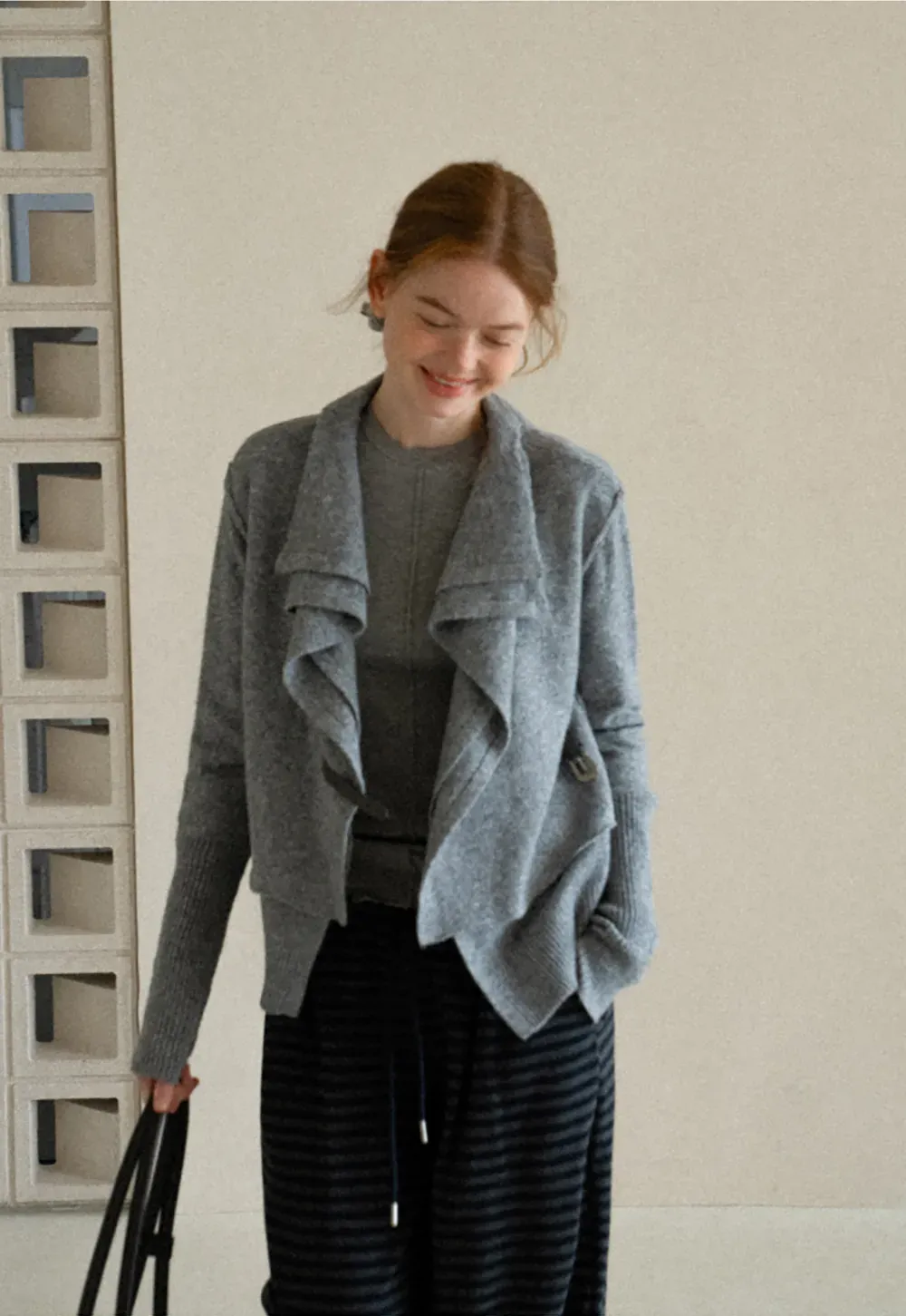 Asymmetrical Wrap Front Ribbed Knit Sweater