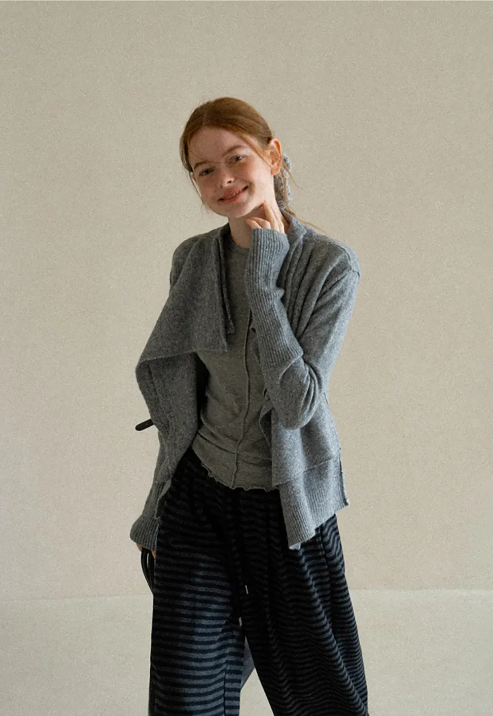 Asymmetrical Wrap Front Ribbed Knit Sweater
