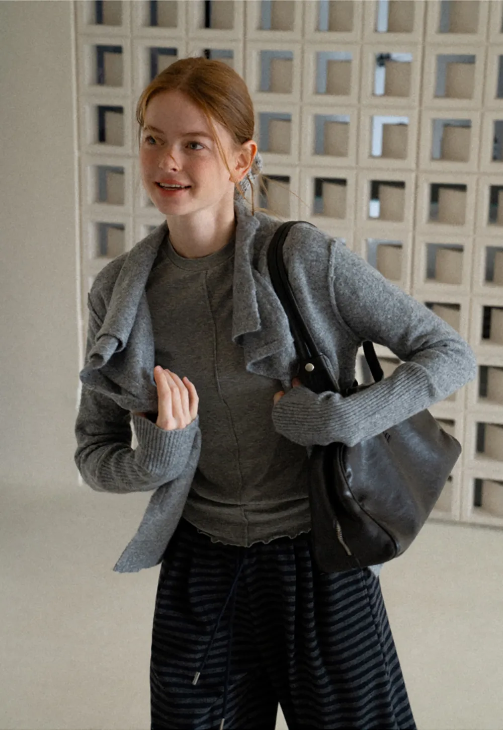 Asymmetrical Wrap Front Ribbed Knit Sweater