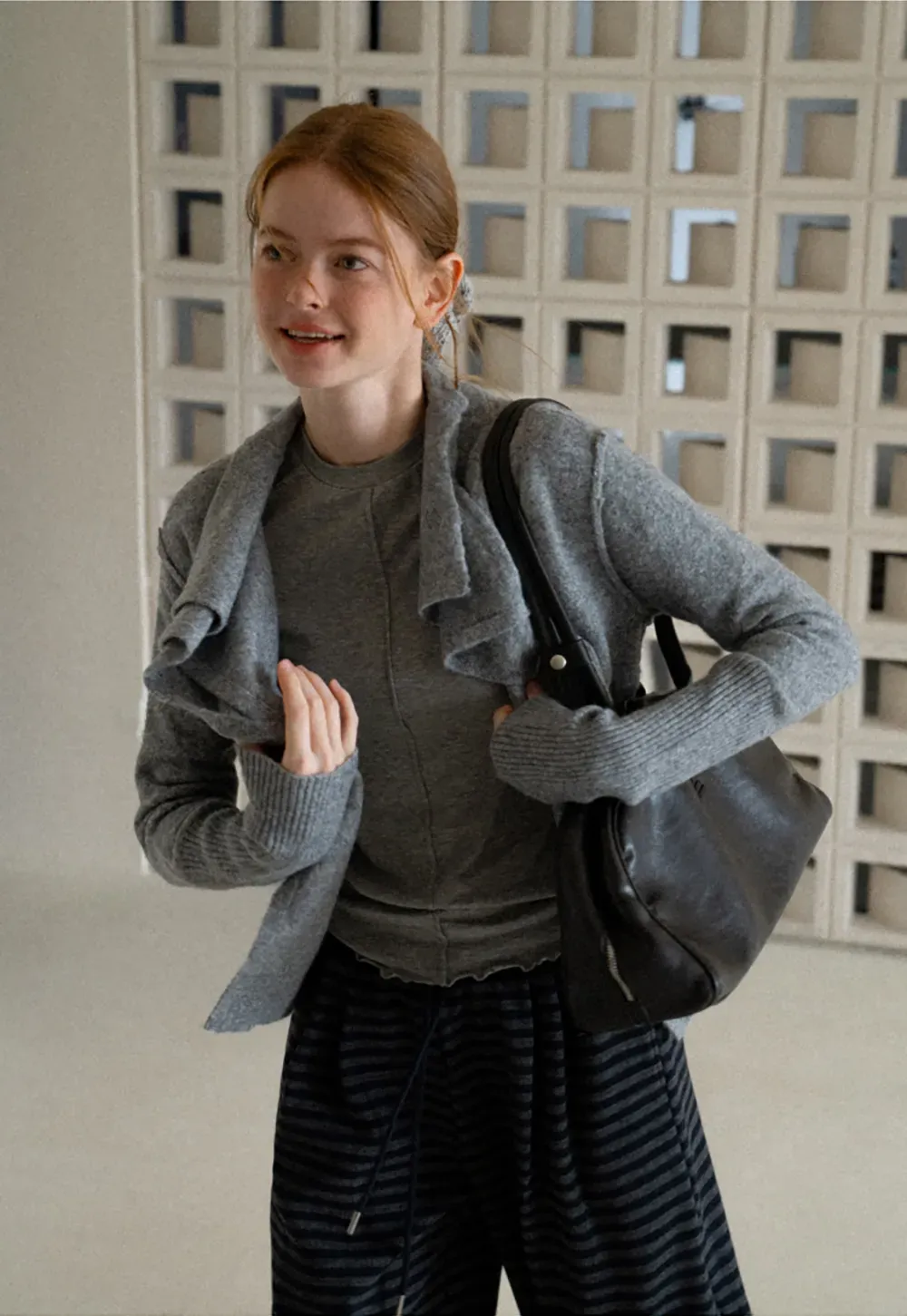 Asymmetrical Wrap Front Ribbed Knit Sweater