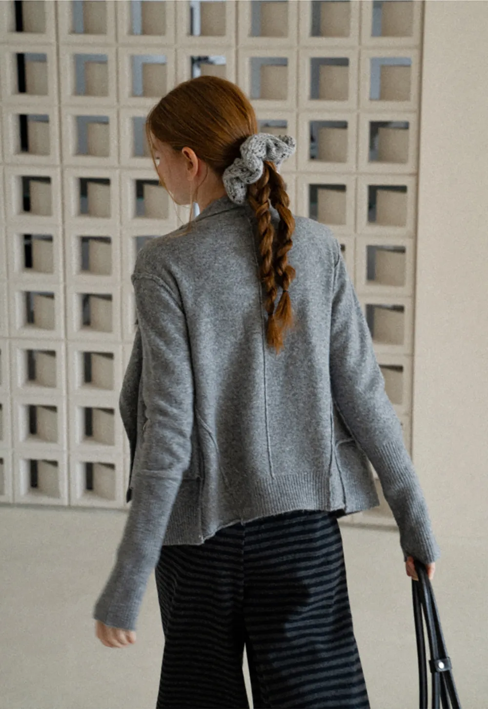 Asymmetrical Wrap Front Ribbed Knit Sweater