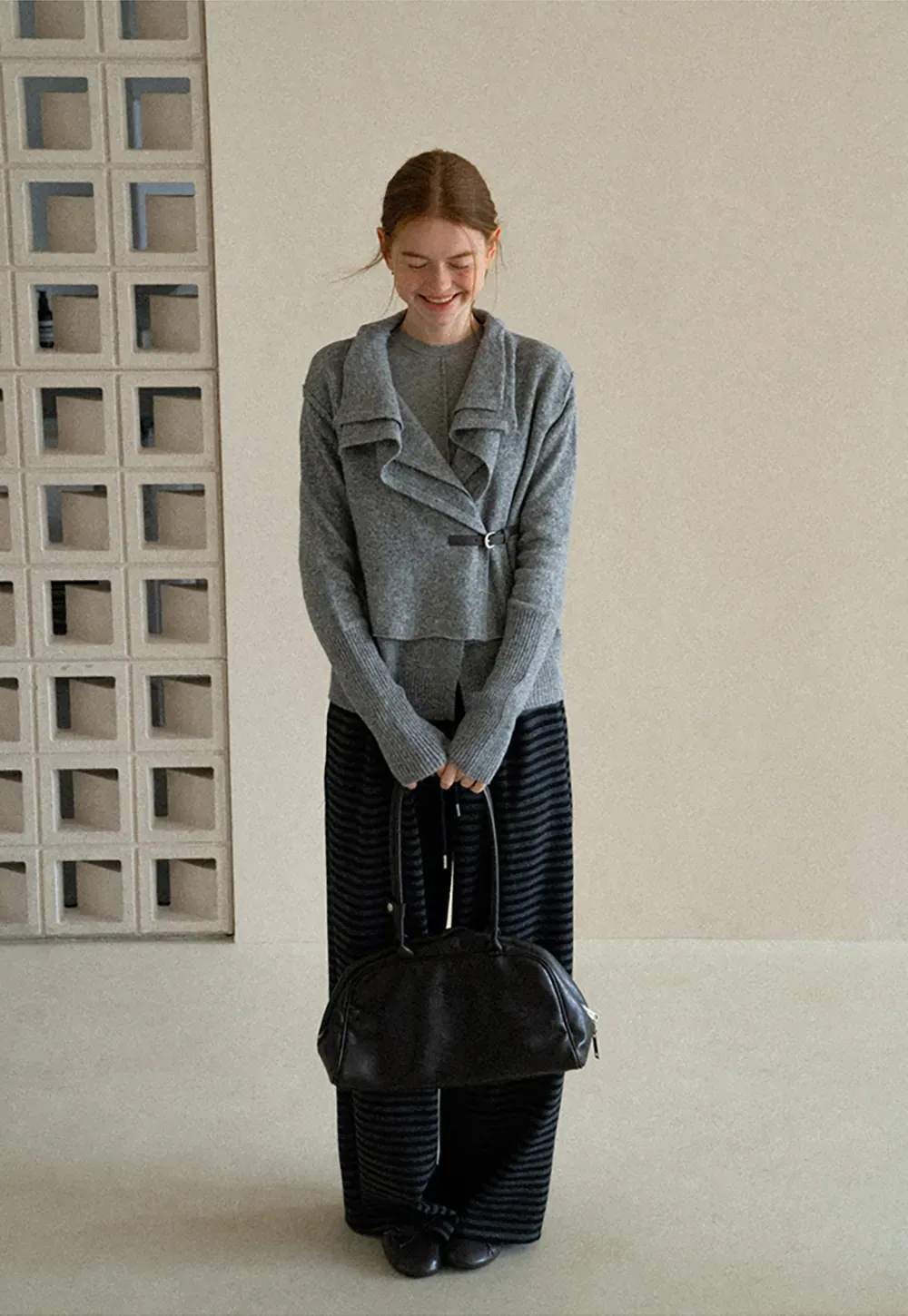 Asymmetrical Wrap Front Ribbed Knit Sweater