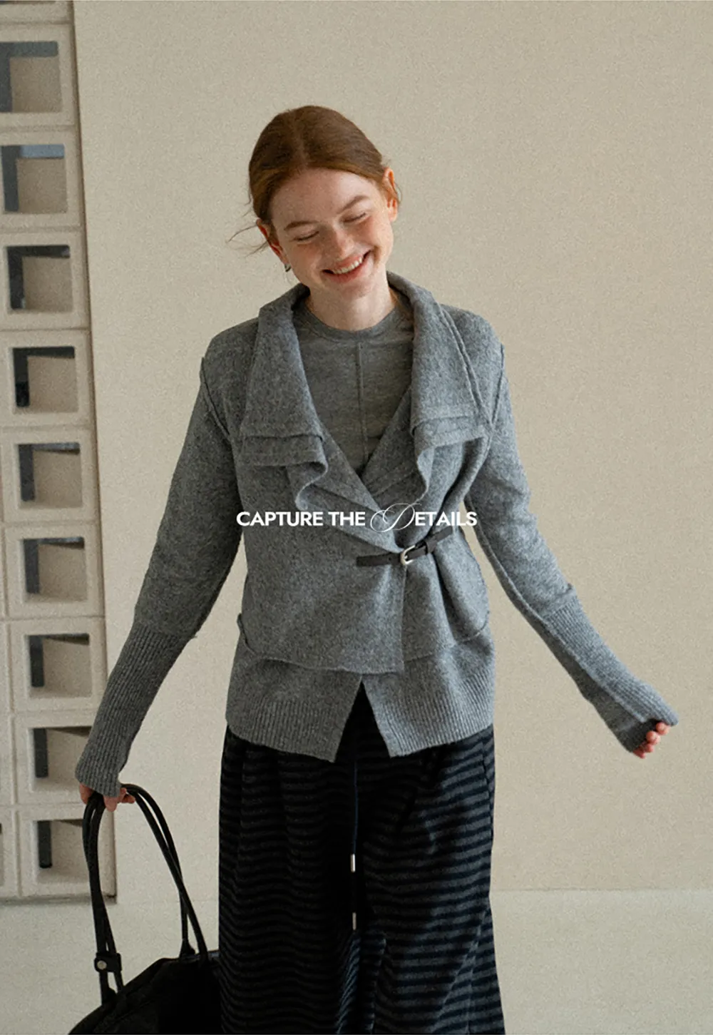 Asymmetrical Wrap Front Ribbed Knit Sweater