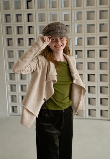 Asymmetrical Wrap Front Ribbed Knit Sweater