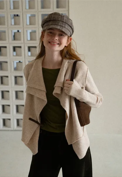 Asymmetrical Wrap Front Ribbed Knit Sweater