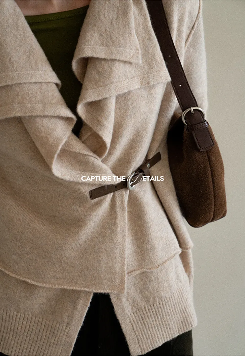 Asymmetrical Wrap Front Ribbed Knit Sweater